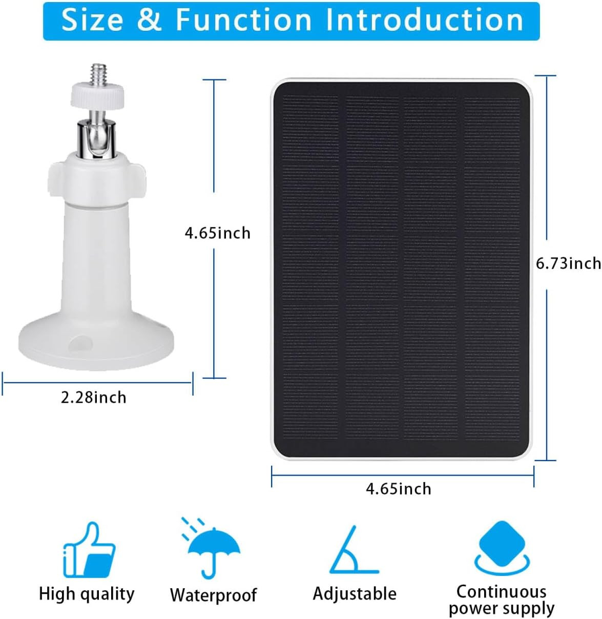 2 Pack Solar Panels Compatible with WYZE Battery Cam Pro, Solar Panels for Wirel