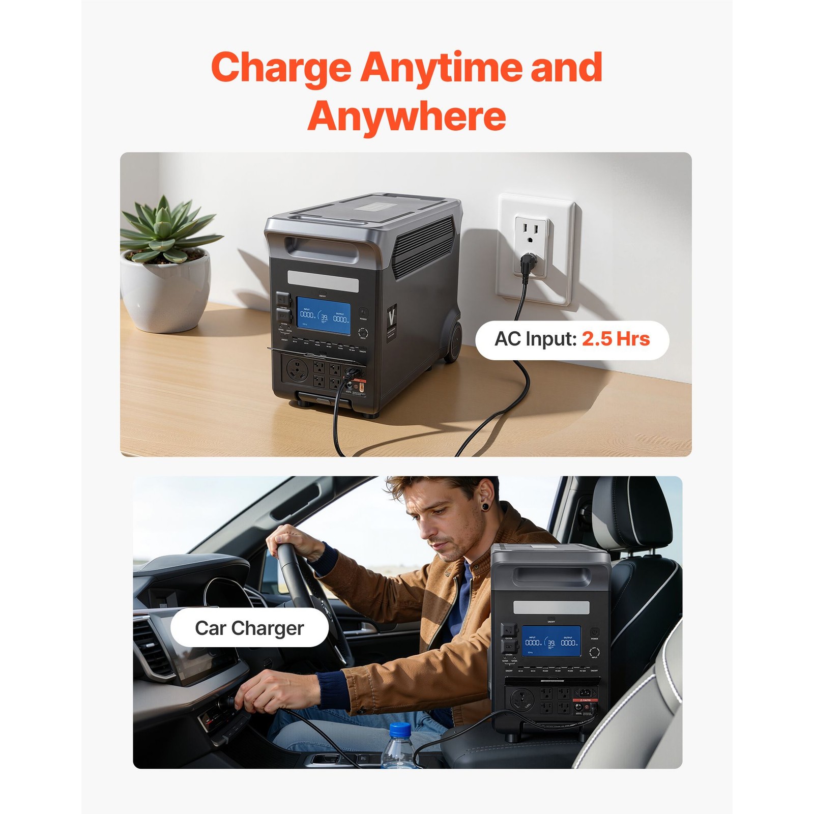 3000W 3072Wh Portable Generator — LiFePO4, 15-Port, Solar/AC/Car Charging
