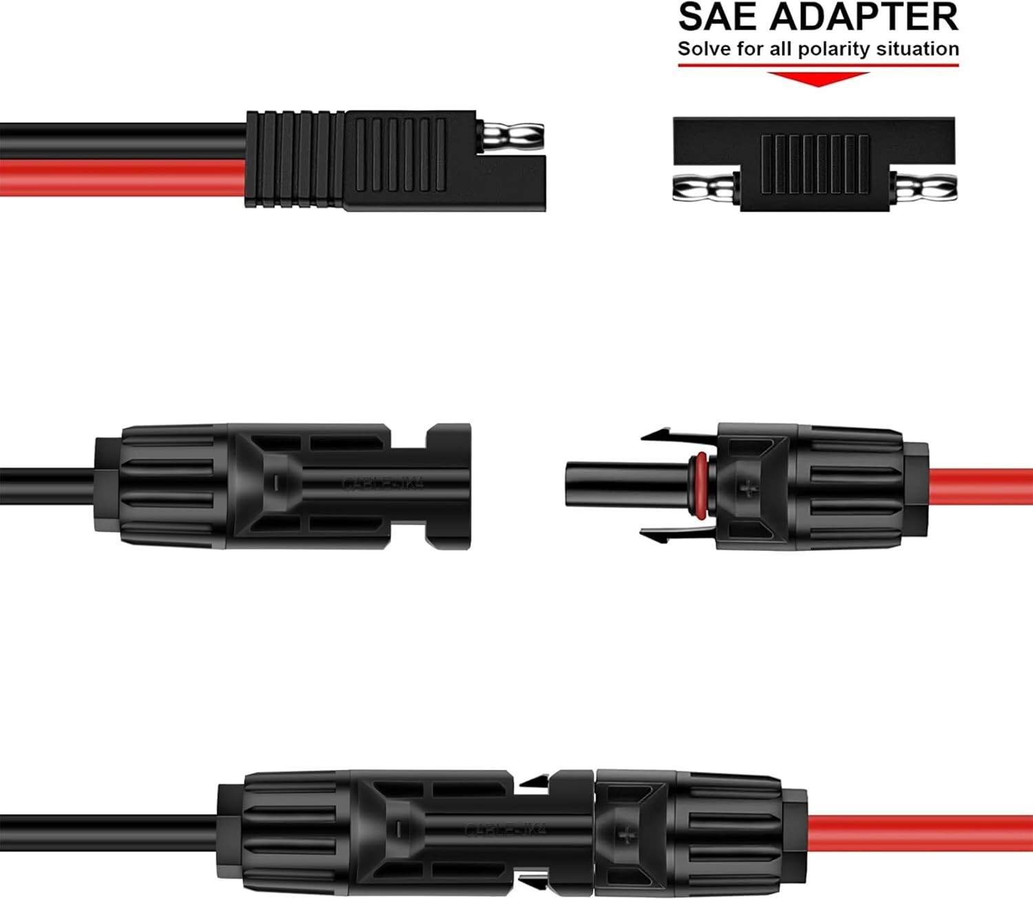 10AWG Solar Panel Connector Cable, 20Ft SAE to Male & Female for RV Power
