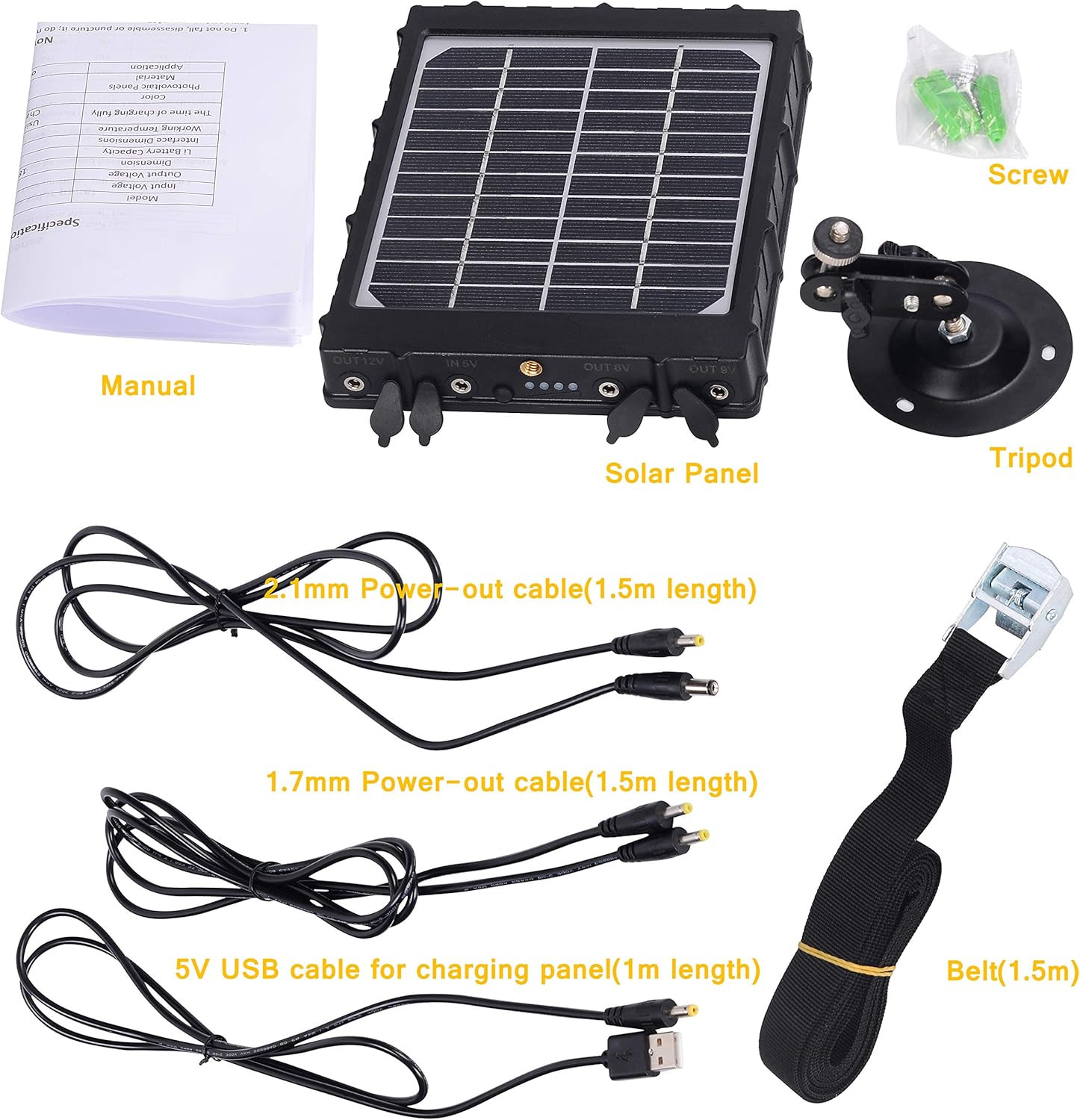 TKKOK Trail Camera Solar Power Panel 8000Mah 3W Supporting 12V 9V 6V for All 3G