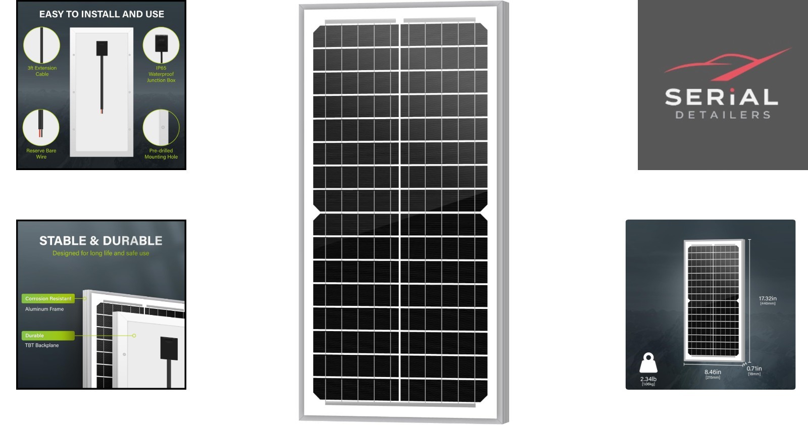 Efficient 10W Monocrystalline Solar Panel – Weather-Resistant Power for Fences