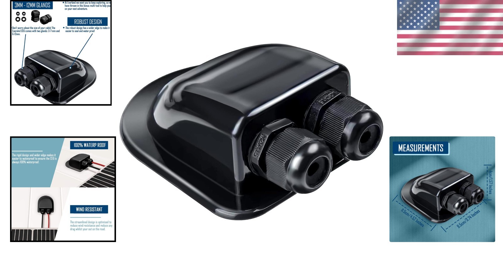 Waterproof Solar Cable Entry Gland for RVs & Boats – Durable ABS Dual Connector