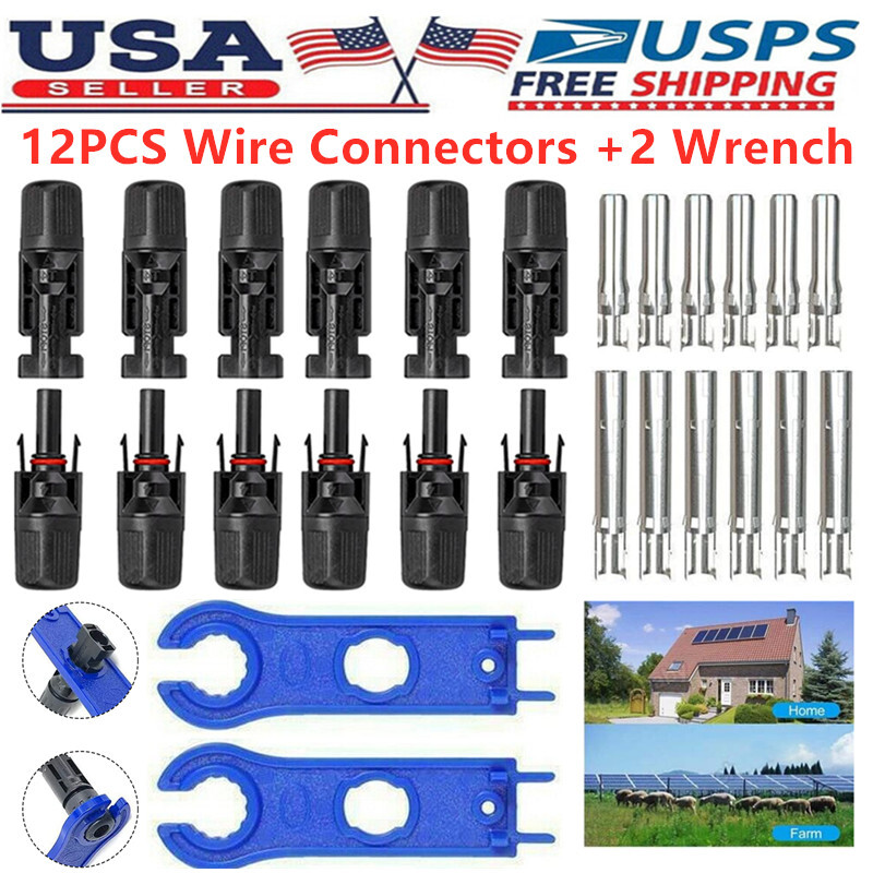 Black+Red 10 AWG Solar Panel Extension Cable Silicone Flexible Wire Connectors