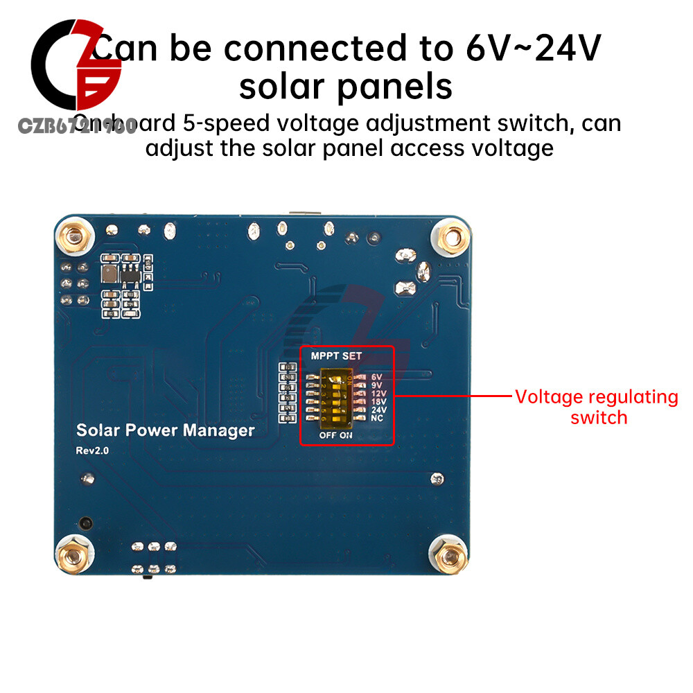 Power Manager Module for 6V~24V Solar Panel Support MPPT USB Battery Charging