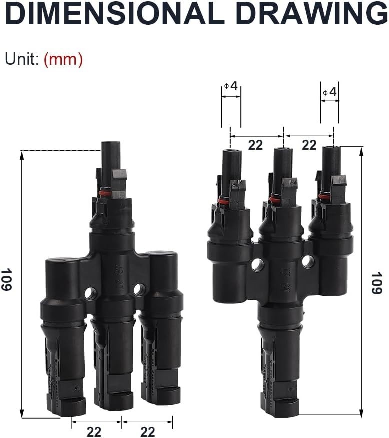 1Pair Solar Panel T Branch Cable Connector Splitter Coupler Combiner M/FFF F/MMM