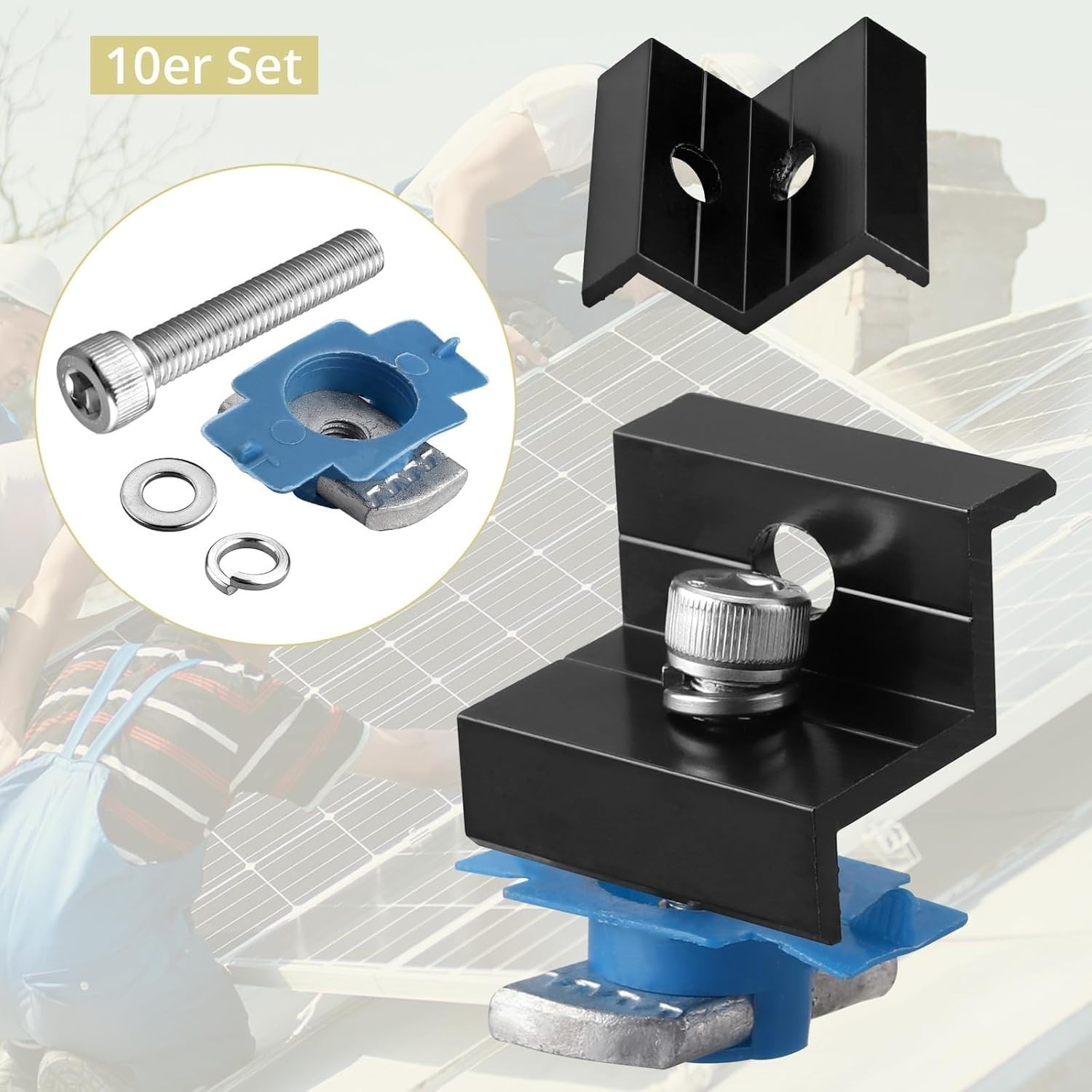 10Pcs Solar Panel End Clamp for Standard Unistrut, Aluminum 30mm/35mm Solar Pane