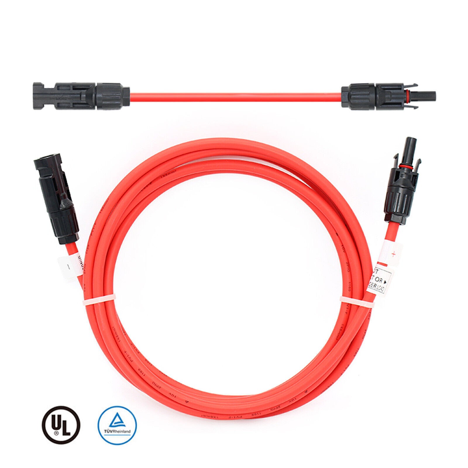 Solar Panel Wire 12AWG Gauge Black & Red Extension Cable Kits with F/M Connector