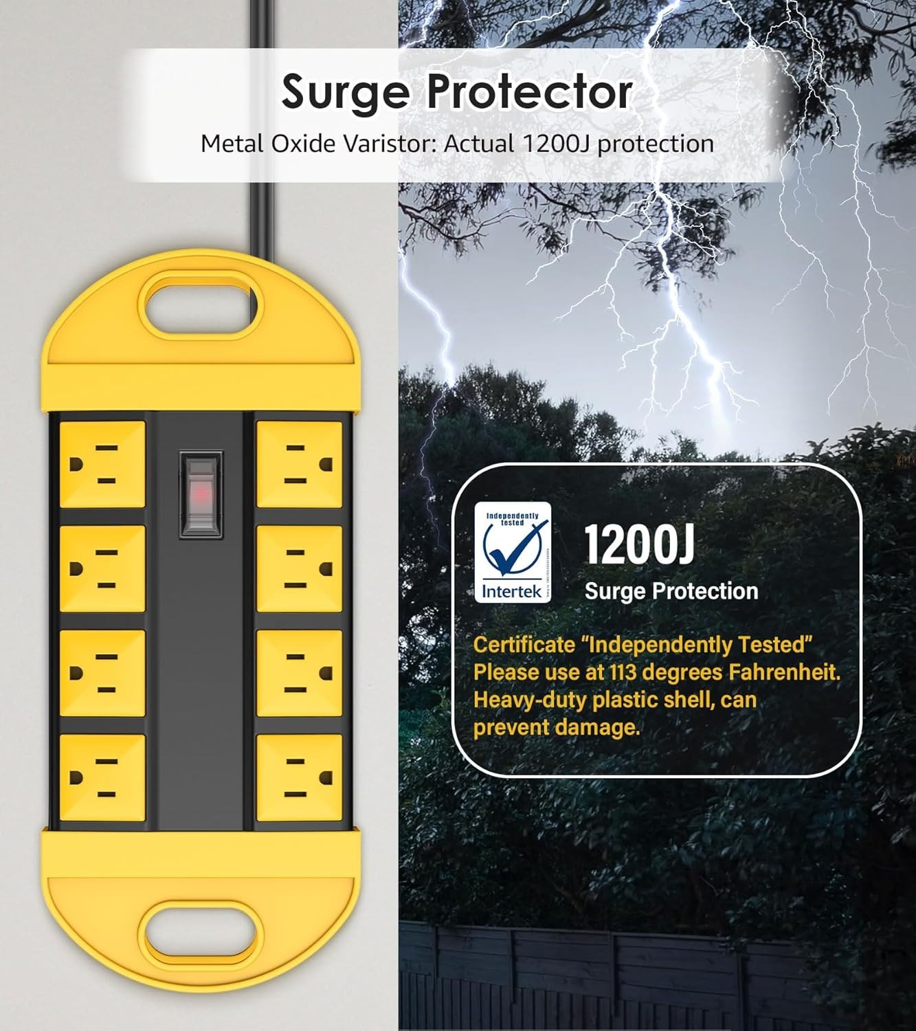 Multi-Outlet Waterproof Power Strip with 10FT Cord – Perfect for Outdoor Use