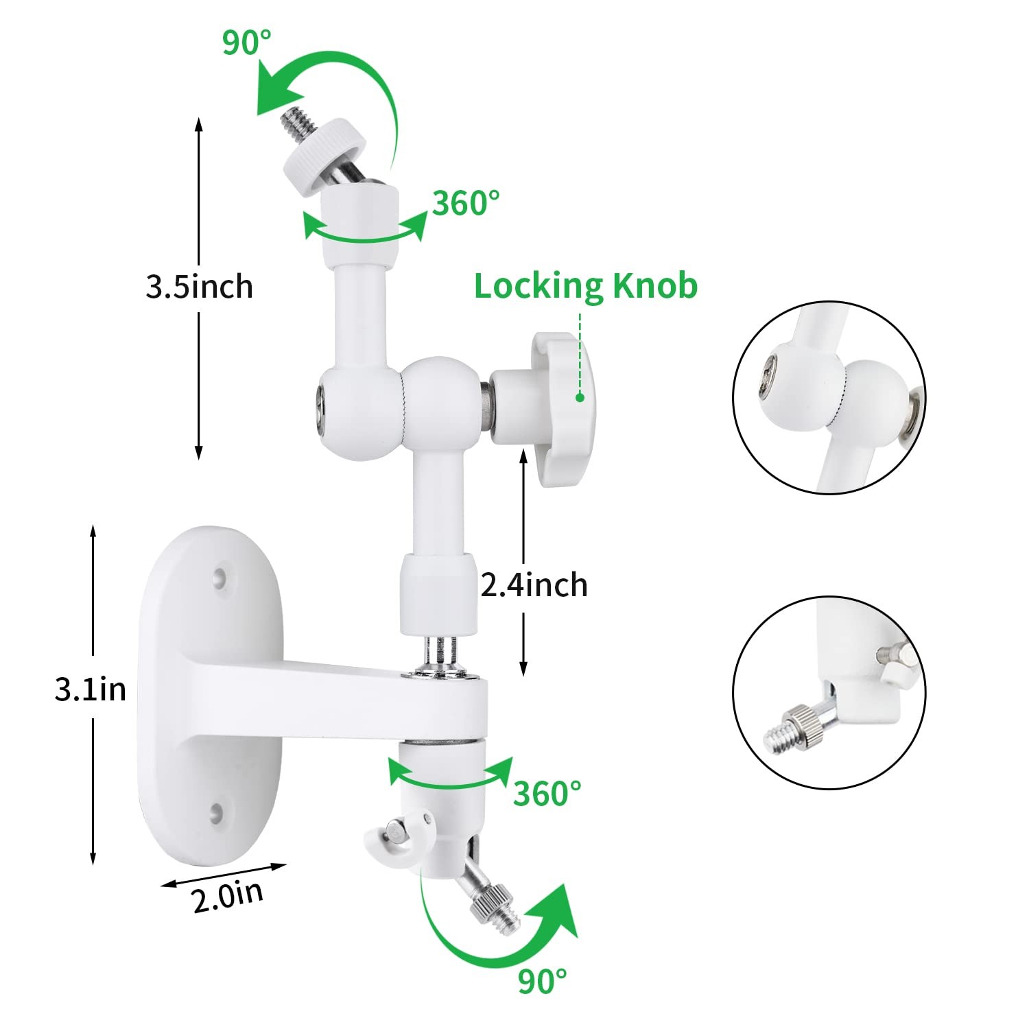 2-in-1 Wall Mount for Arlo Solar Panel and Pro/Pro arlo mount, White