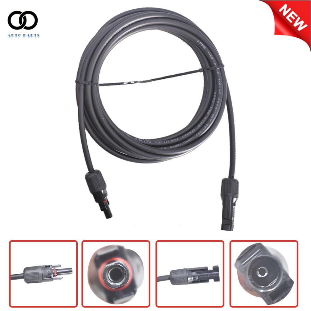 1 Pair 10 AWG 15 FT Black + Red Solar Panel Extension Cable Wire Connector