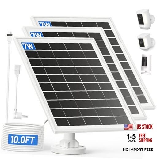 7W Solar Panel for Ring,Solar Charger Works for Ring, 3 Non-integrated Design
