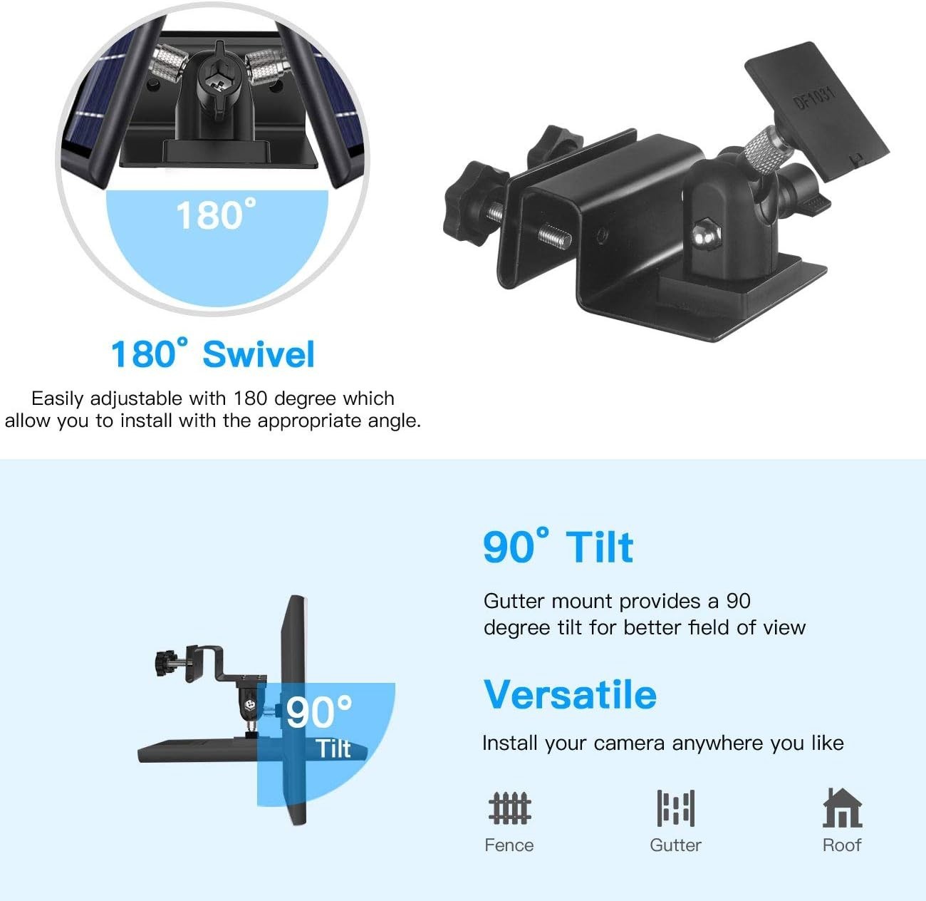 Weatherproof Gutter Mount for Ring Solar Panel- Adjustable Aluminum Alloy Out…