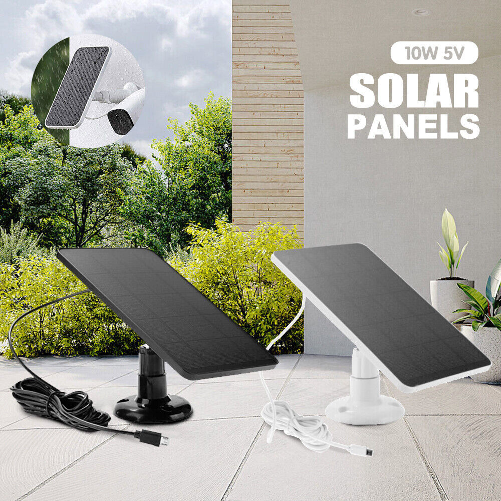 10W Solar Panel for Security Camera Light Stand USB Charging Waterproof Outdoor