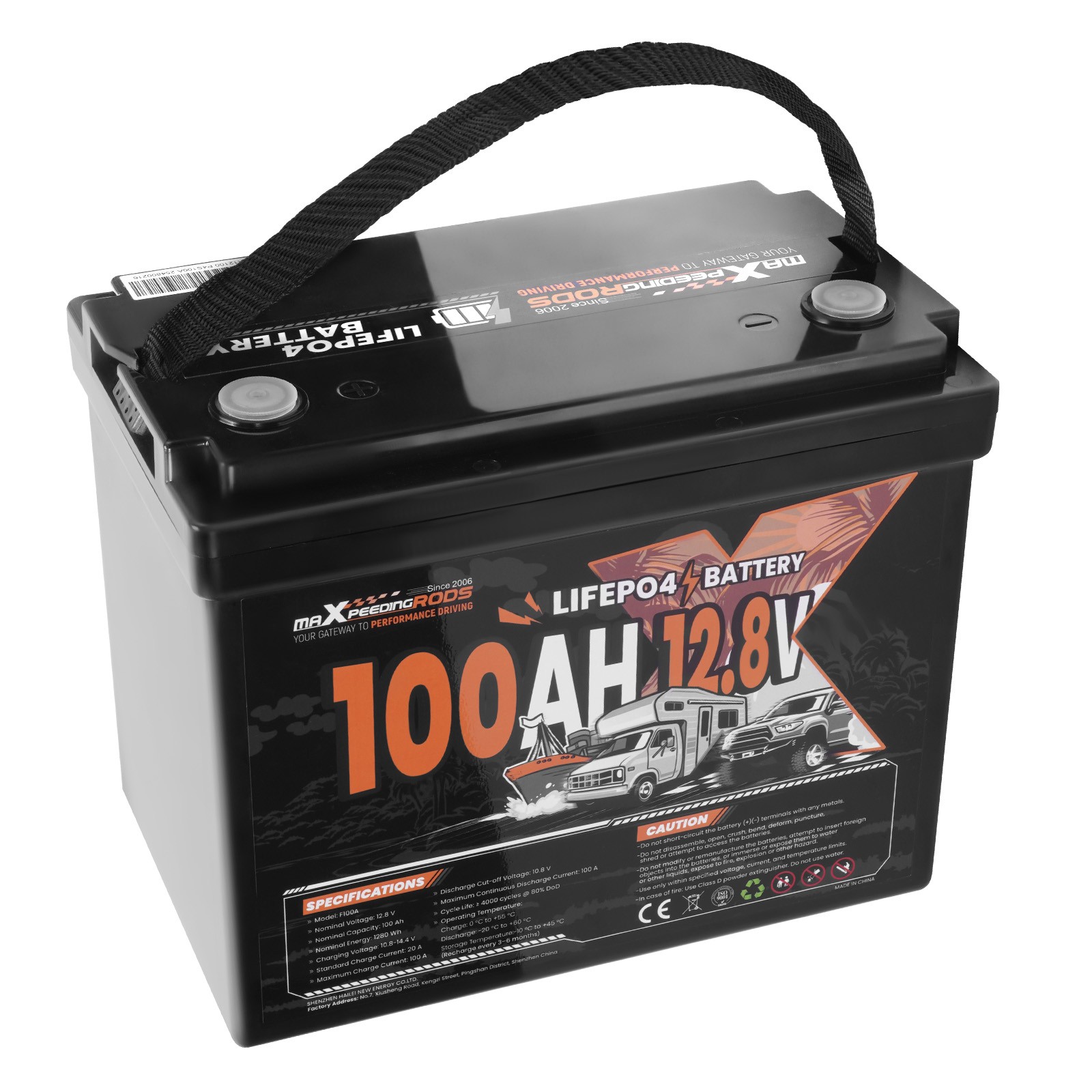 Marine Grade 12V 100Ah Lithium Battery for Boat RV, BMS, Expandable System