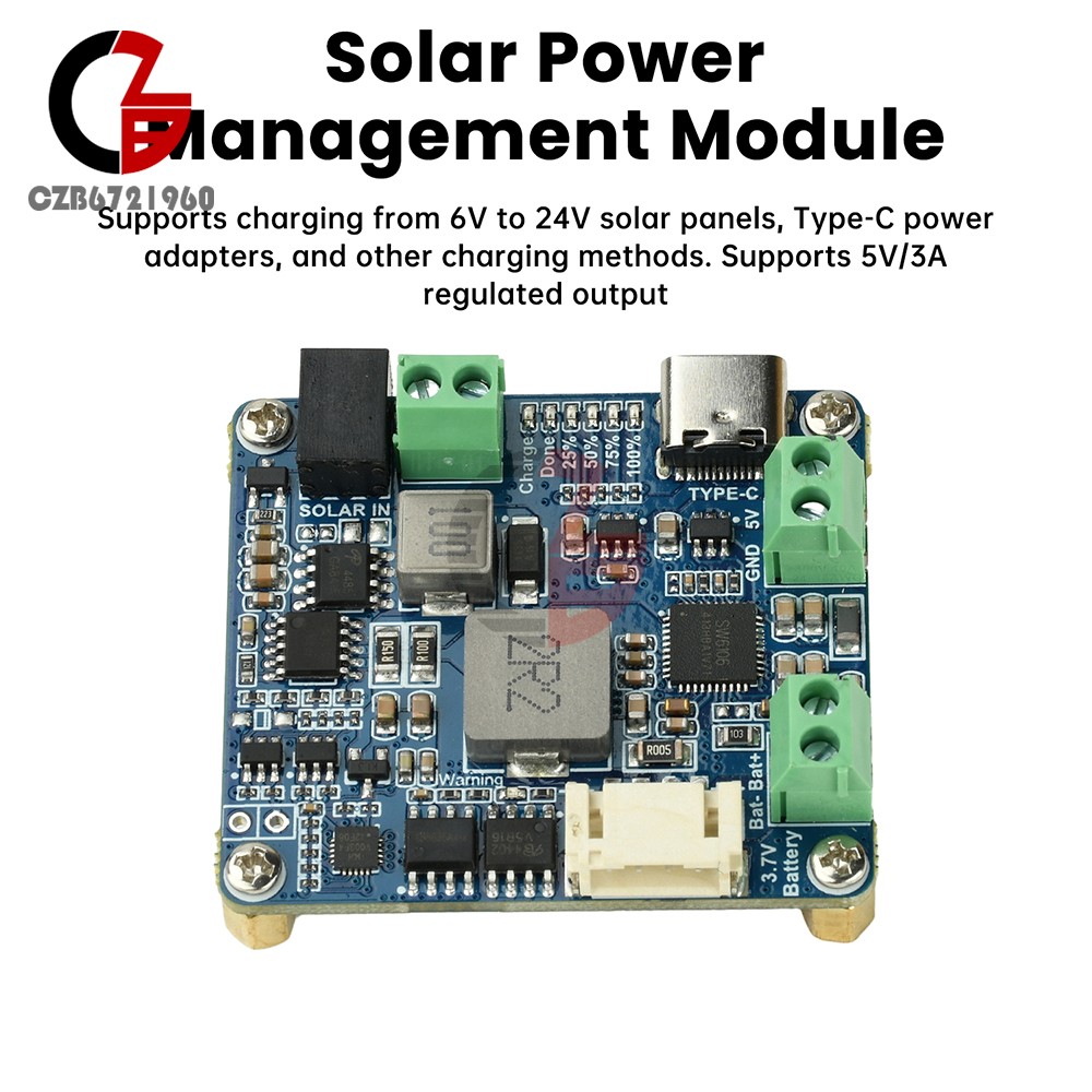 6-24V Solar Panel Power Management Module 5V 3A Supports MPPT, PD QC FCP SFCP