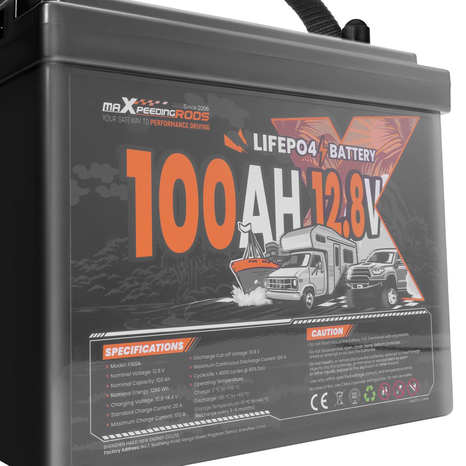 Marine Grade 12V 100Ah Lithium Battery for Boat RV, BMS, Expandable System
