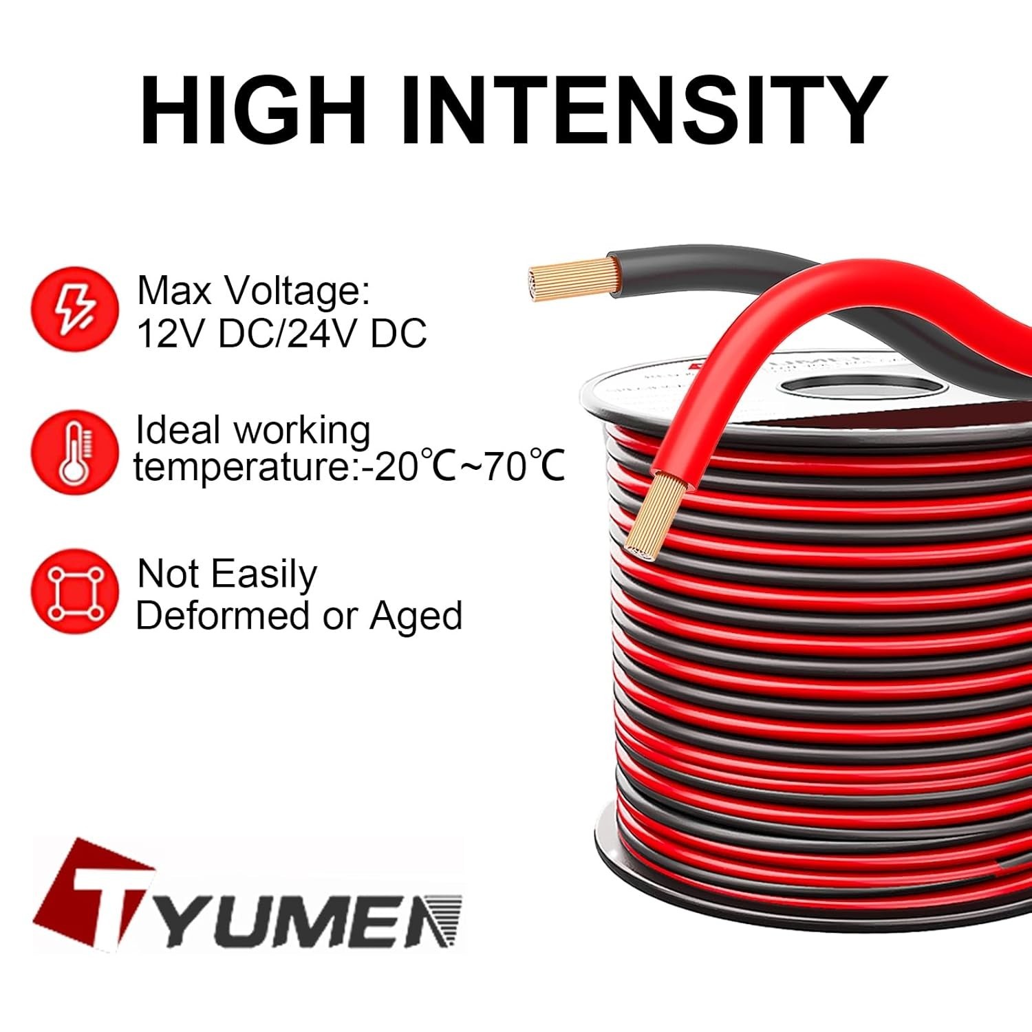 100FT 14/2 Gauge Red Black Electrical Wire for LED Strips 12V 24V DC Extension