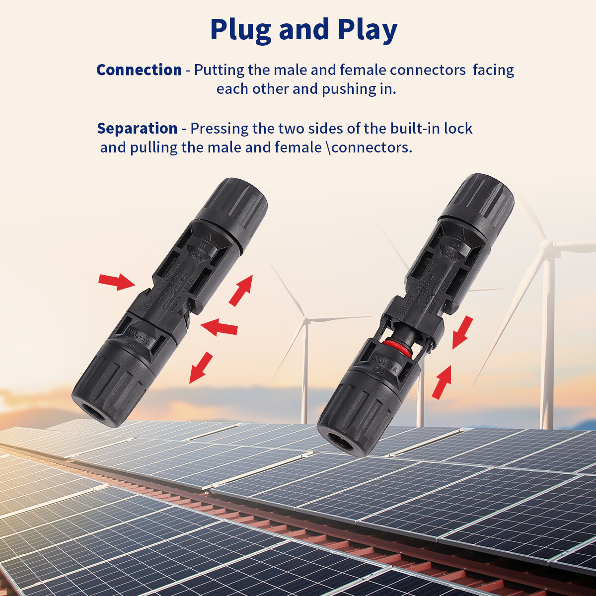 GEYA 10PCS Male Female M/F 30A PV Solar Panel Wire Cable Connector IP67 &Spanner