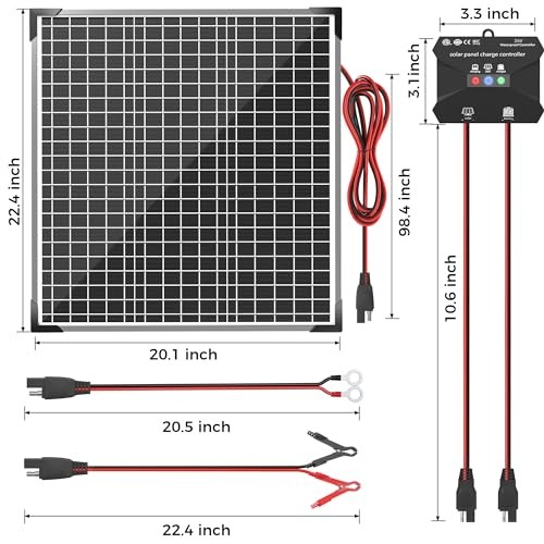 50W 24V Solar Panel Kit, Solar Battery Maintainer with MPPT Charge 50W-24V