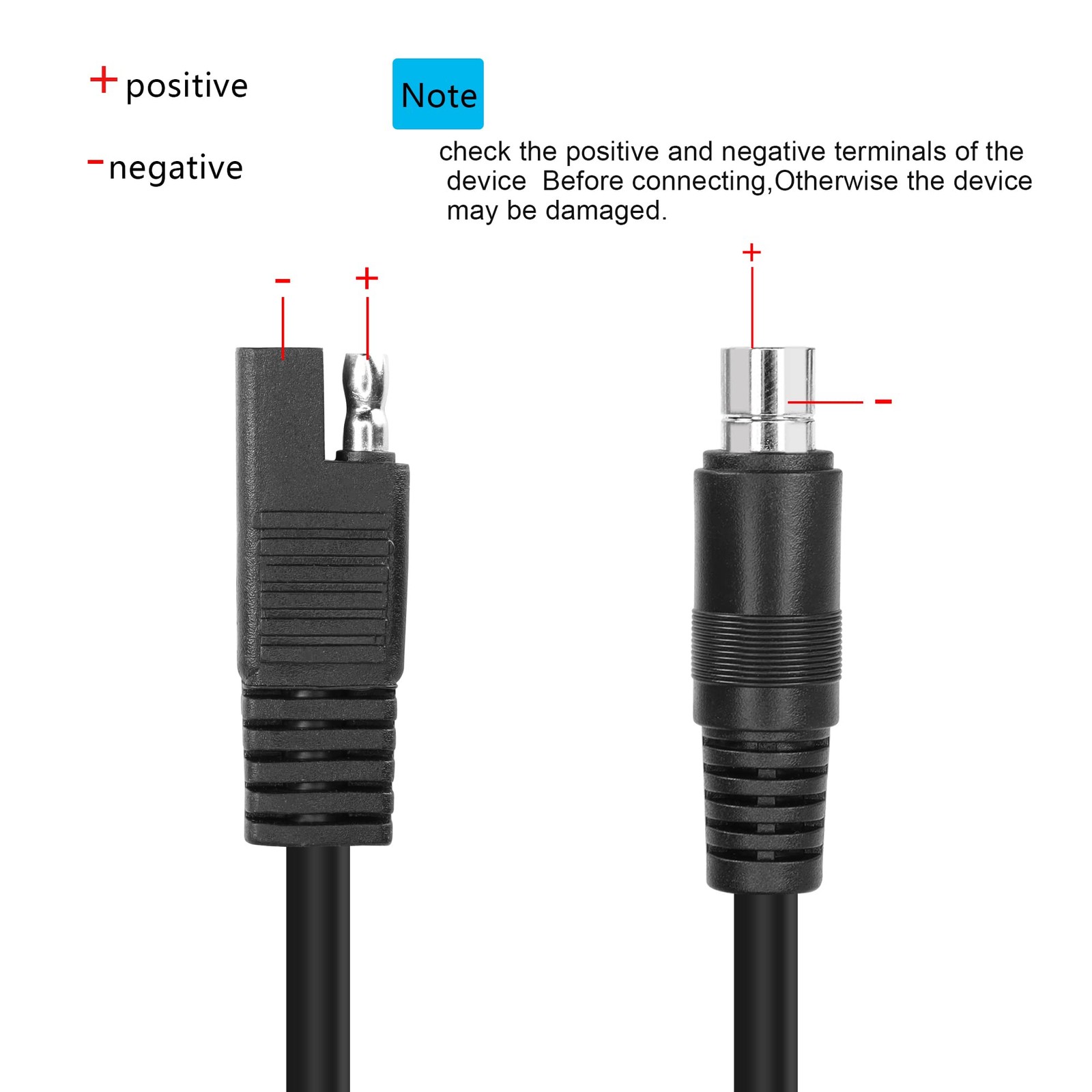 24V DC8mm to SAE Extension Cable DC 8.0mm x 2.0mm Male Plug to SAE Solar Adap…