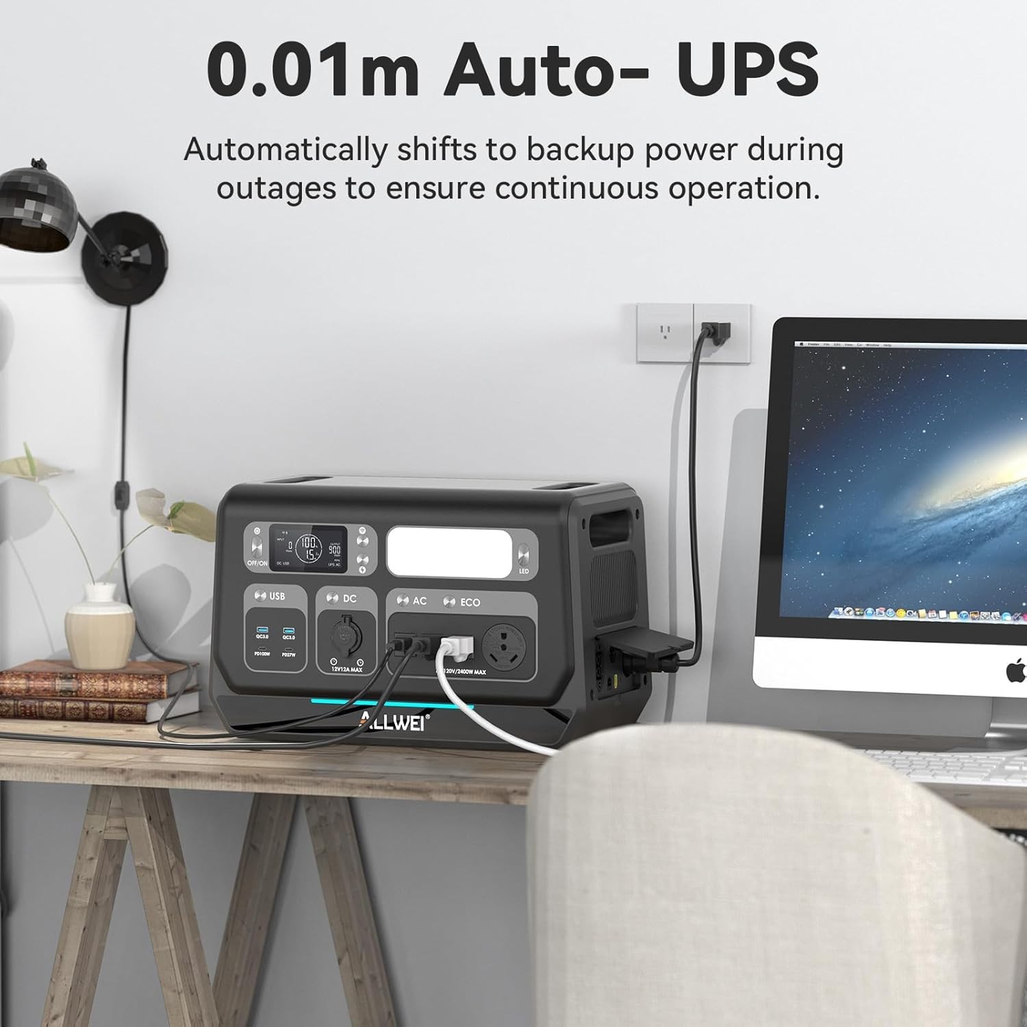 2400W Portable Power Station with 4096Wh Extra Battery Backup for Home Camping