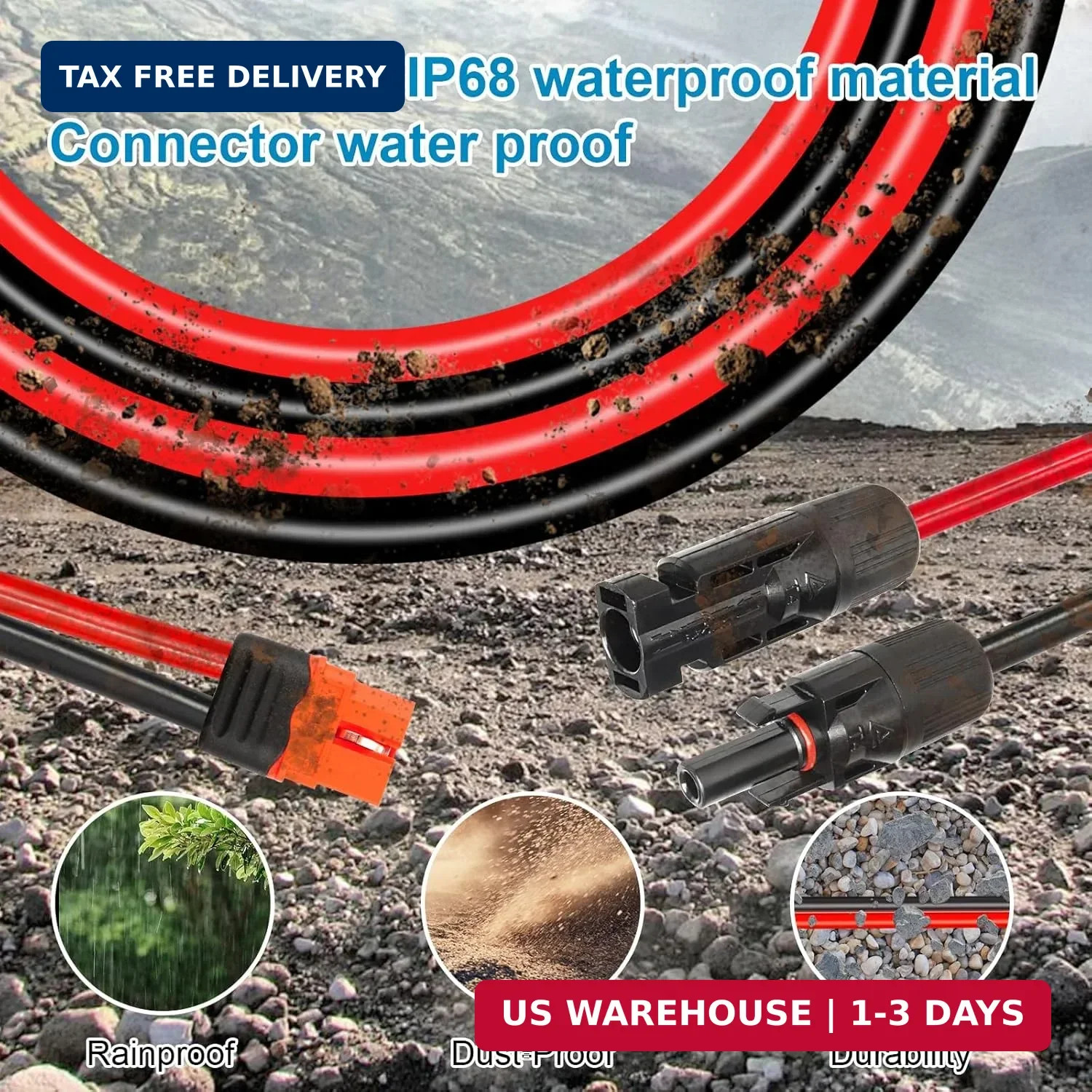 10AWG 3FT Solar to XT60i Extension Cable 3 6 10 35 50 75 100FT Heavy Duty Adapte
