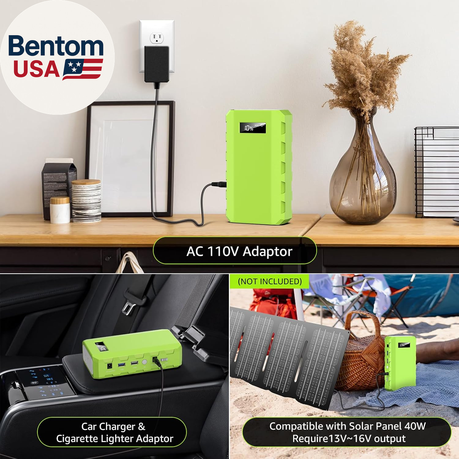 Portable Power Station with AC Outlet, 65W/110V External Battery Pack 24000Mah/8