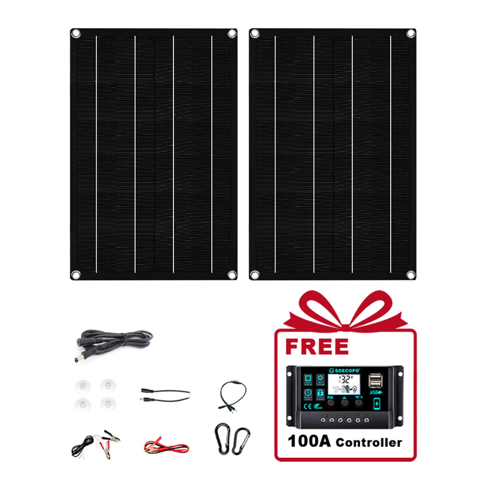 1200W Solar Panel Set – 2 x 600W Concentrator Panels + 100A Controller OutdoorE3