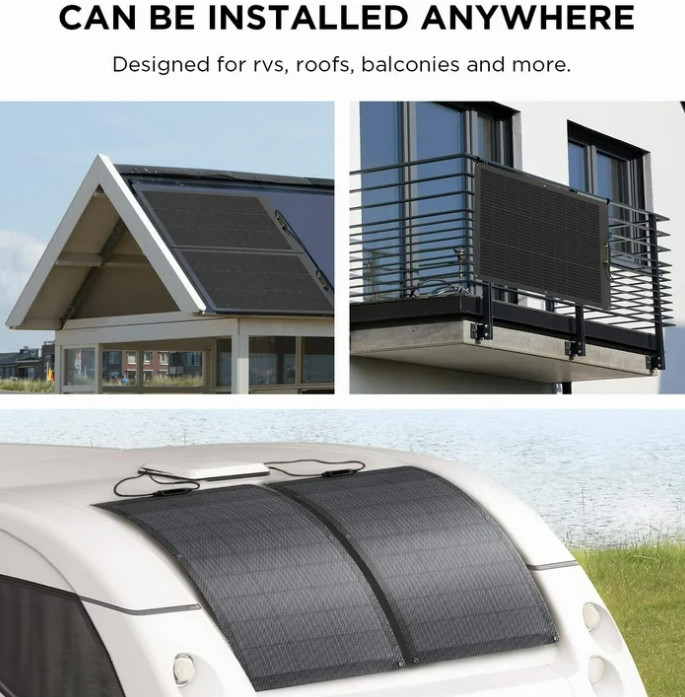 ECOFLOW 100W Outdoor IP68 Flexible Solar Panel High Efficiency Roof Solar Module