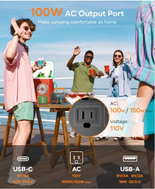 Estación de energía portátil de litio para camping de 88.8 Wh, Generador solar