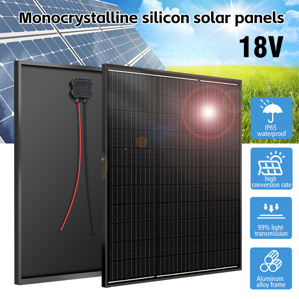100W Watt Monocrystalline Solar Panel 12V Charging RV Camping Home Off-Grid Boat