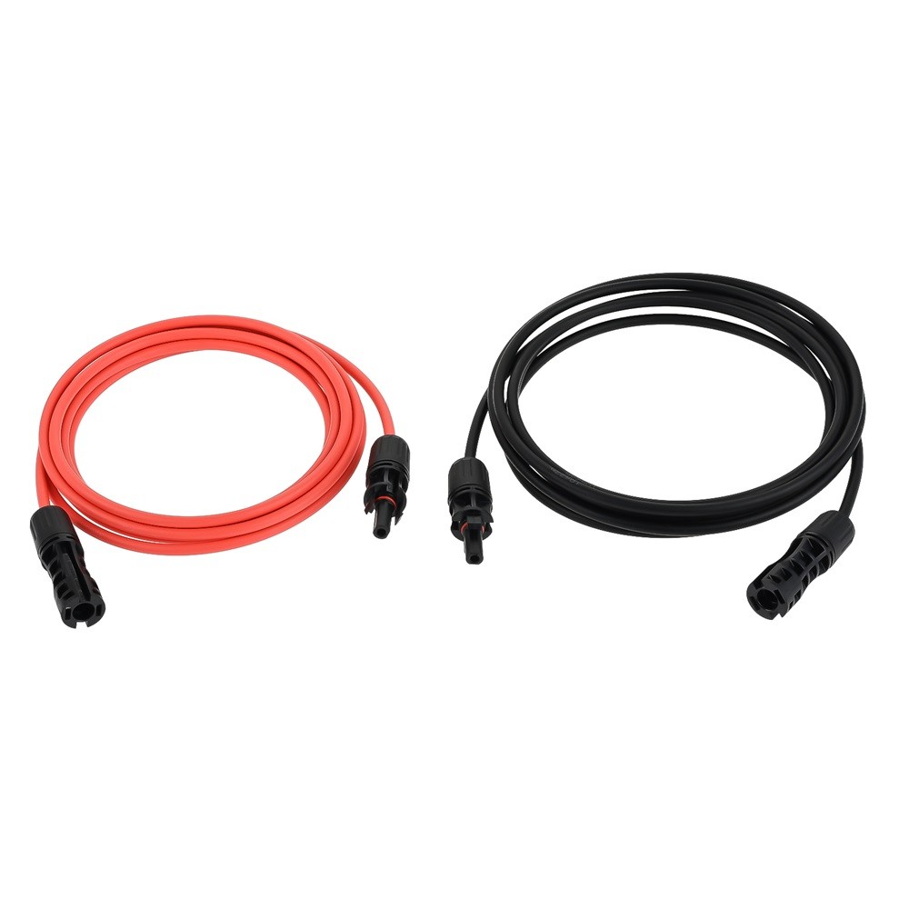 Red/Black 10Ft 12AWG 1500V Solar Extension Cable with Female and Male Connectors