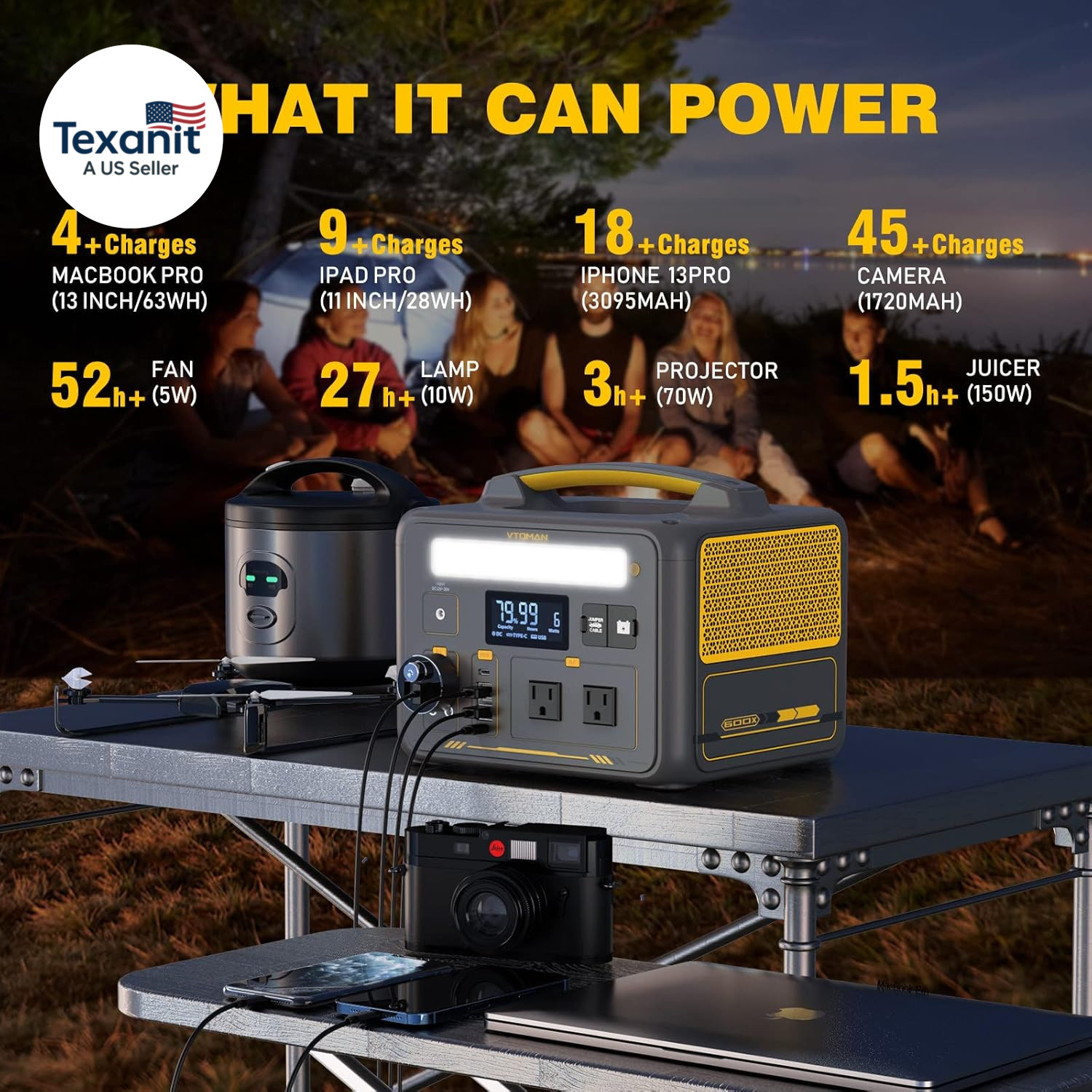Jump 600X Portable Power Station 600W, 299Wh Solar Generator Lifepo4 Battery Pow