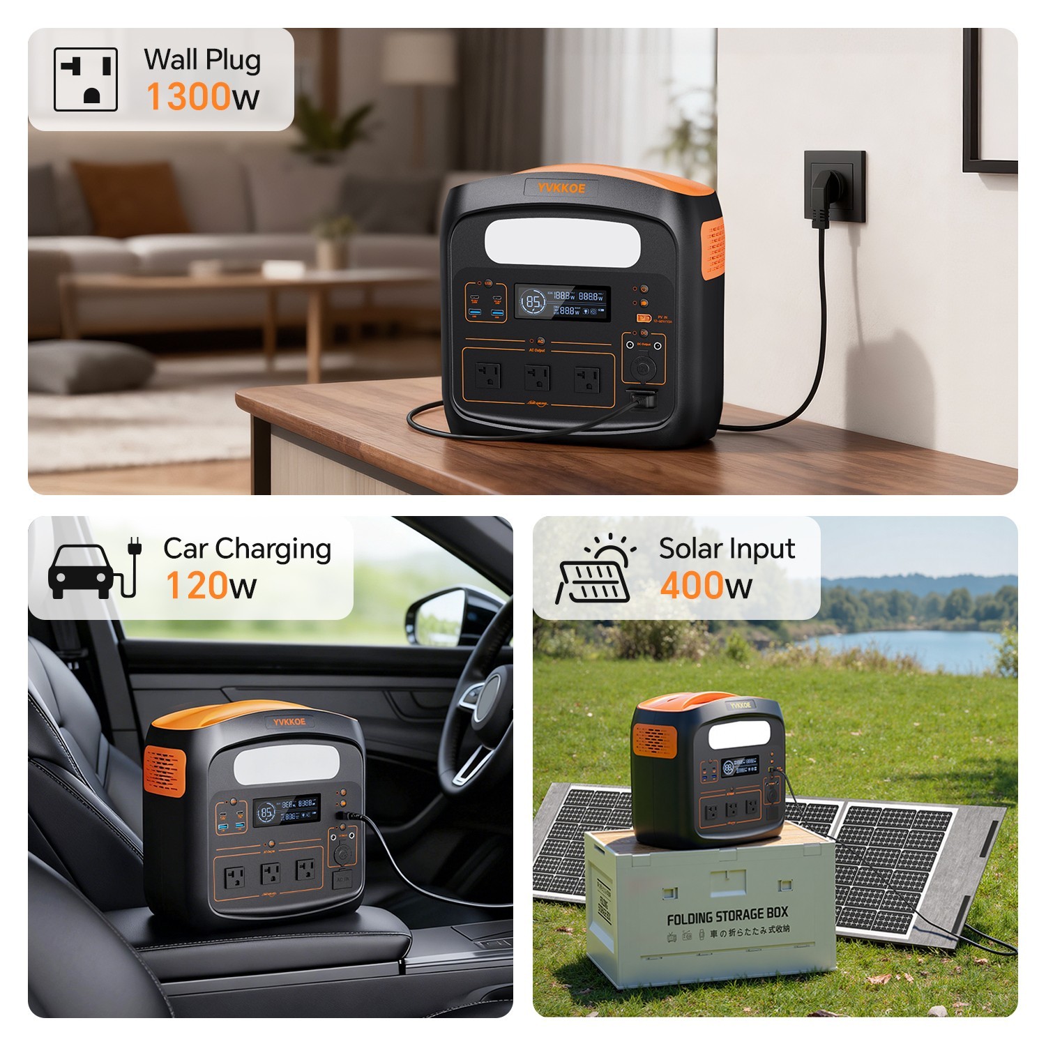 YVKKOE N1200 1800W 1024Wh Power Station Generator for Power Outage Travelling