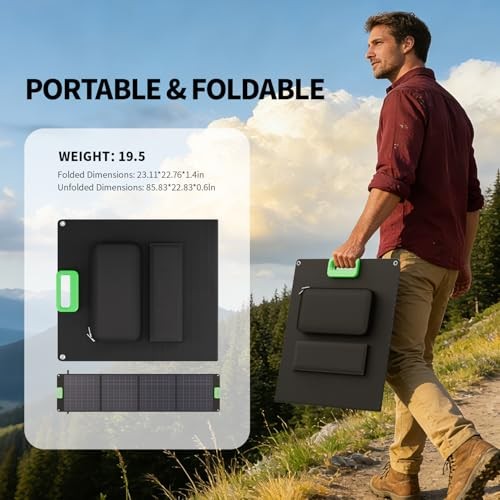200W Portable Solar Panel, 23.5% High Efficiency ETFE Foldable Solar Green