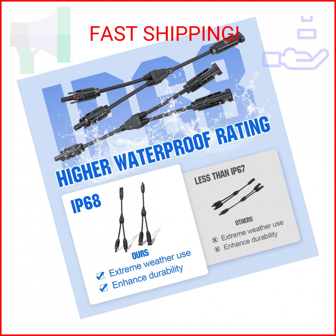 ECO-WORTHY Solar Connectors Y Branch Parallel PV Adapter Cable Wire Plug Tool Ki