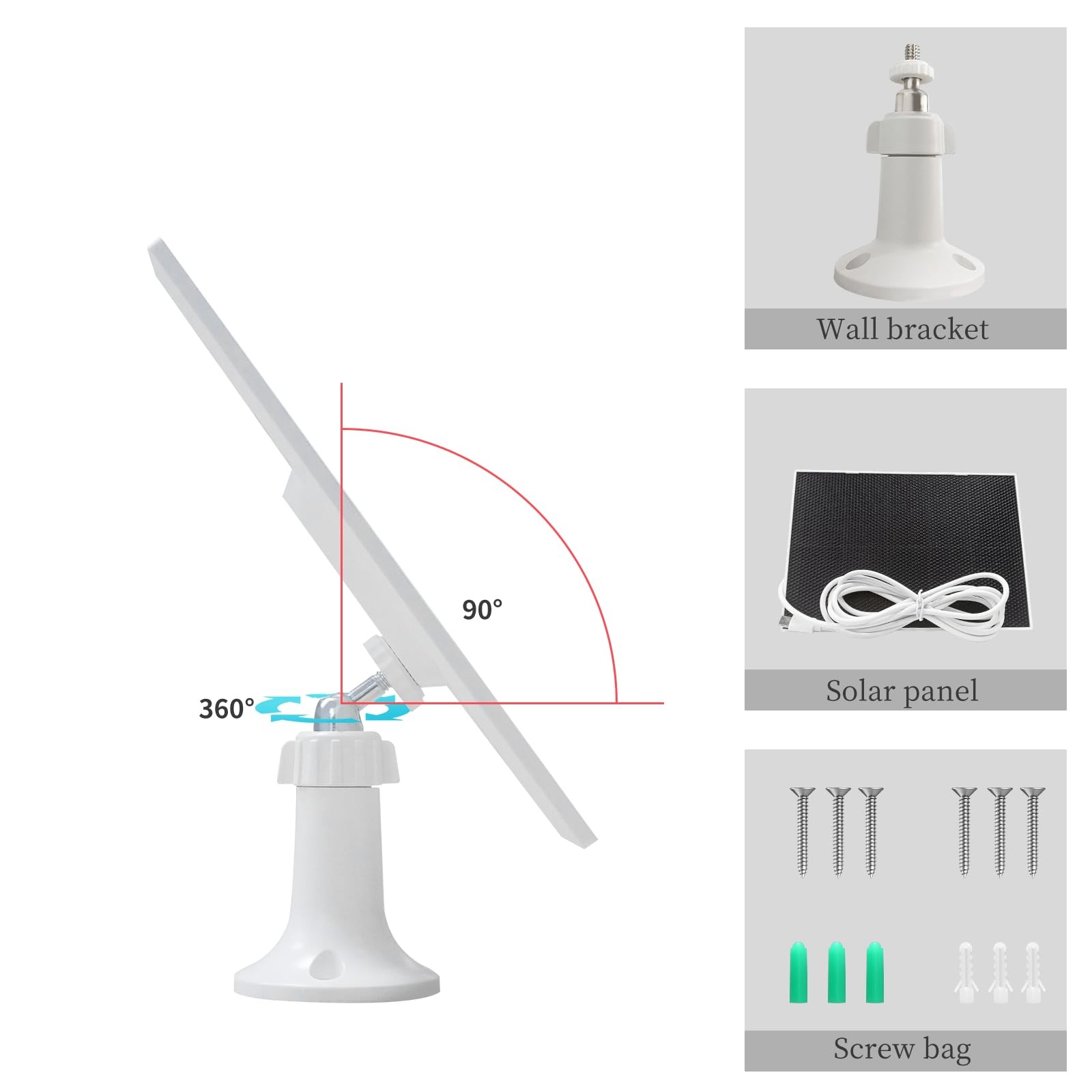 4W Solar Panel for Security Camera,Type C&Micro Solar Panel Charger for Recharge