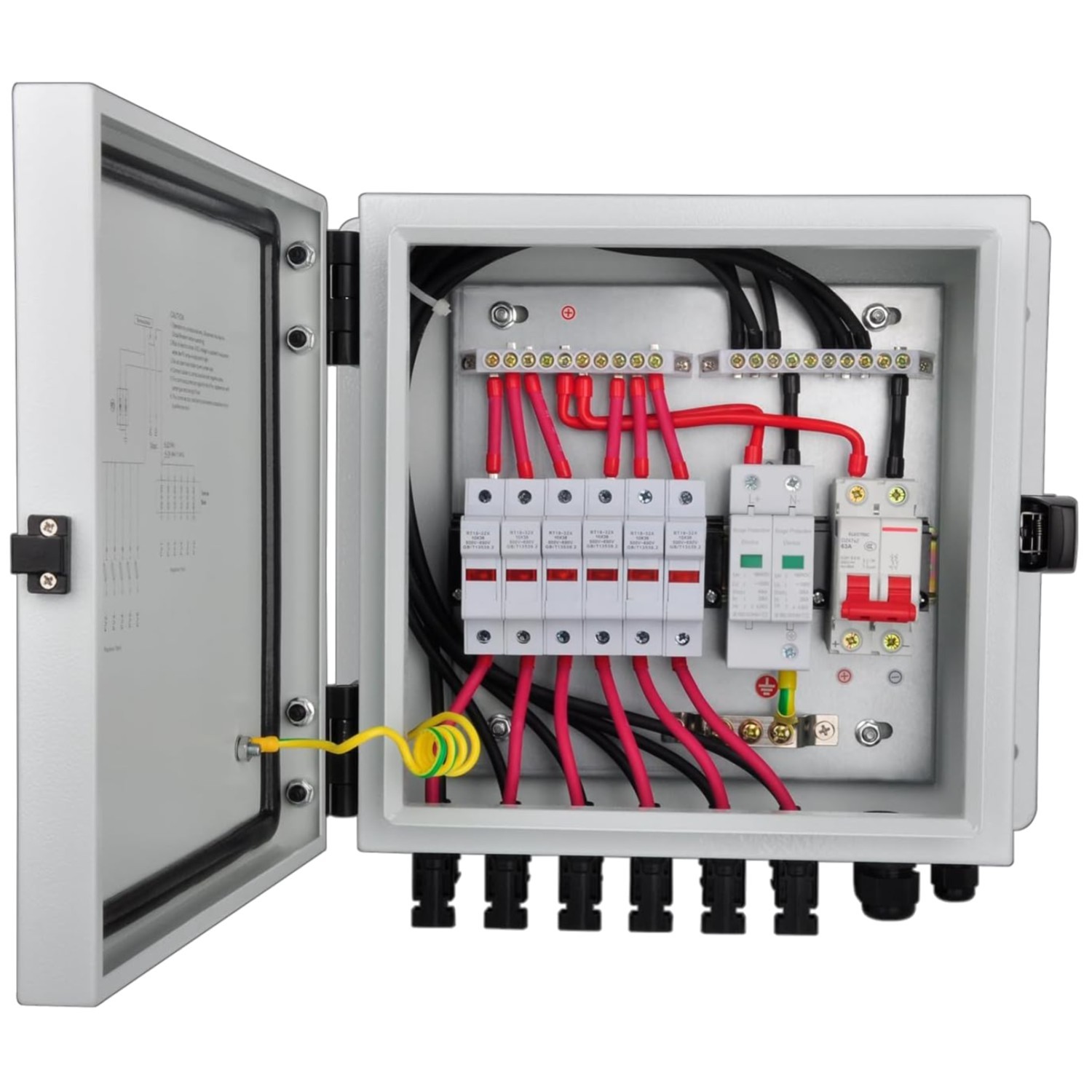 Durable Metal PV Combiner Box: 63A Circuit Breaker for Reliable Solar Systems