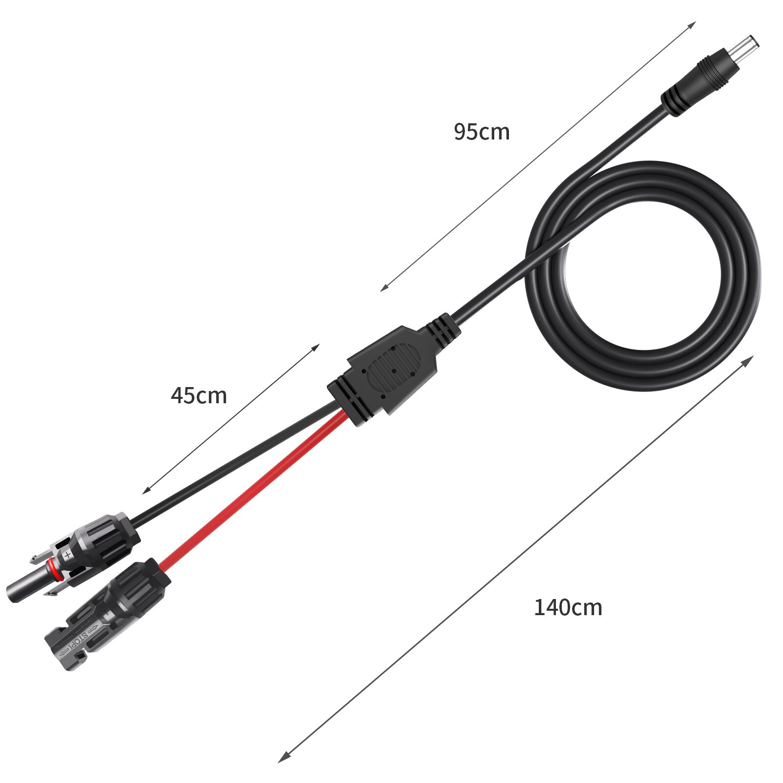 Solar Connector to DC 5.5mmx2.1mm Adapter Extension Cable 16AWG 8mm, 4mmx1.7mm