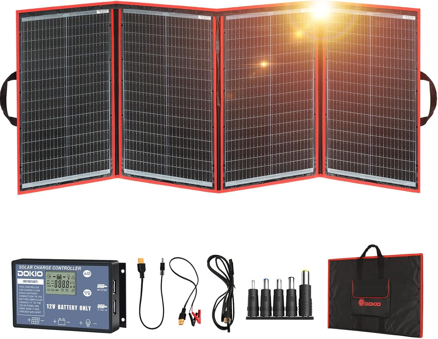 200W 36V Portable Foldable Solar Panel Kit Compact 19×26.4in Design 9.7lb W/
