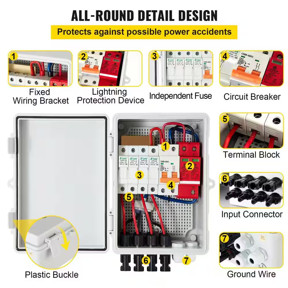 4 String 15 Amp Solar PV Combiner Box ABS Case Wih IP65 Weather Protection for S