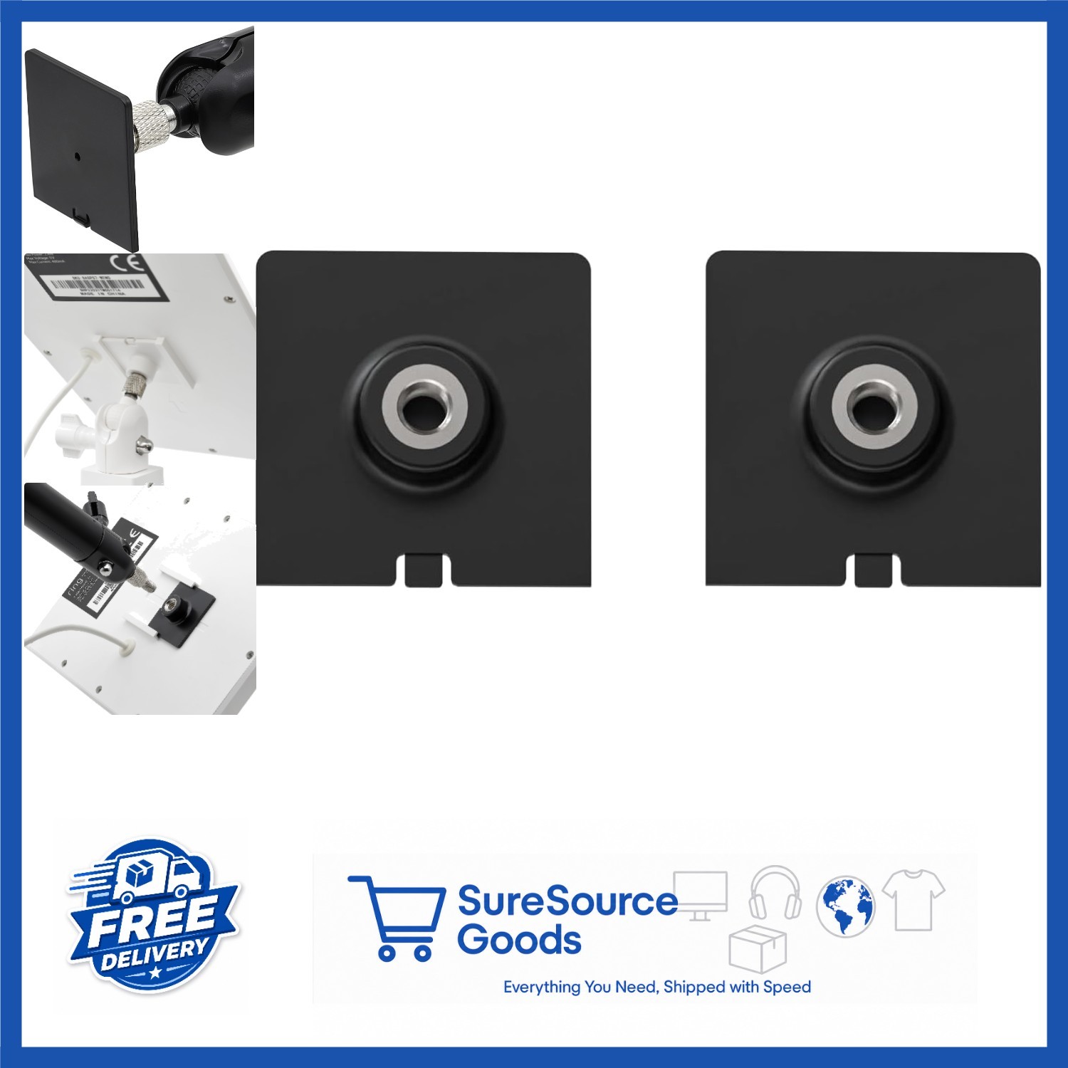 2 Pack 1/4 Inch Threaded Mount Adapter for Ring Solar Panel Black Plastic