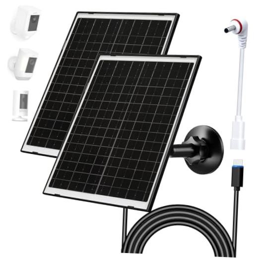 FUTUREZEN 10W Solar Panel for Ring Camera, DC 3.5×1.35mm & USB-C Solar 2 Black