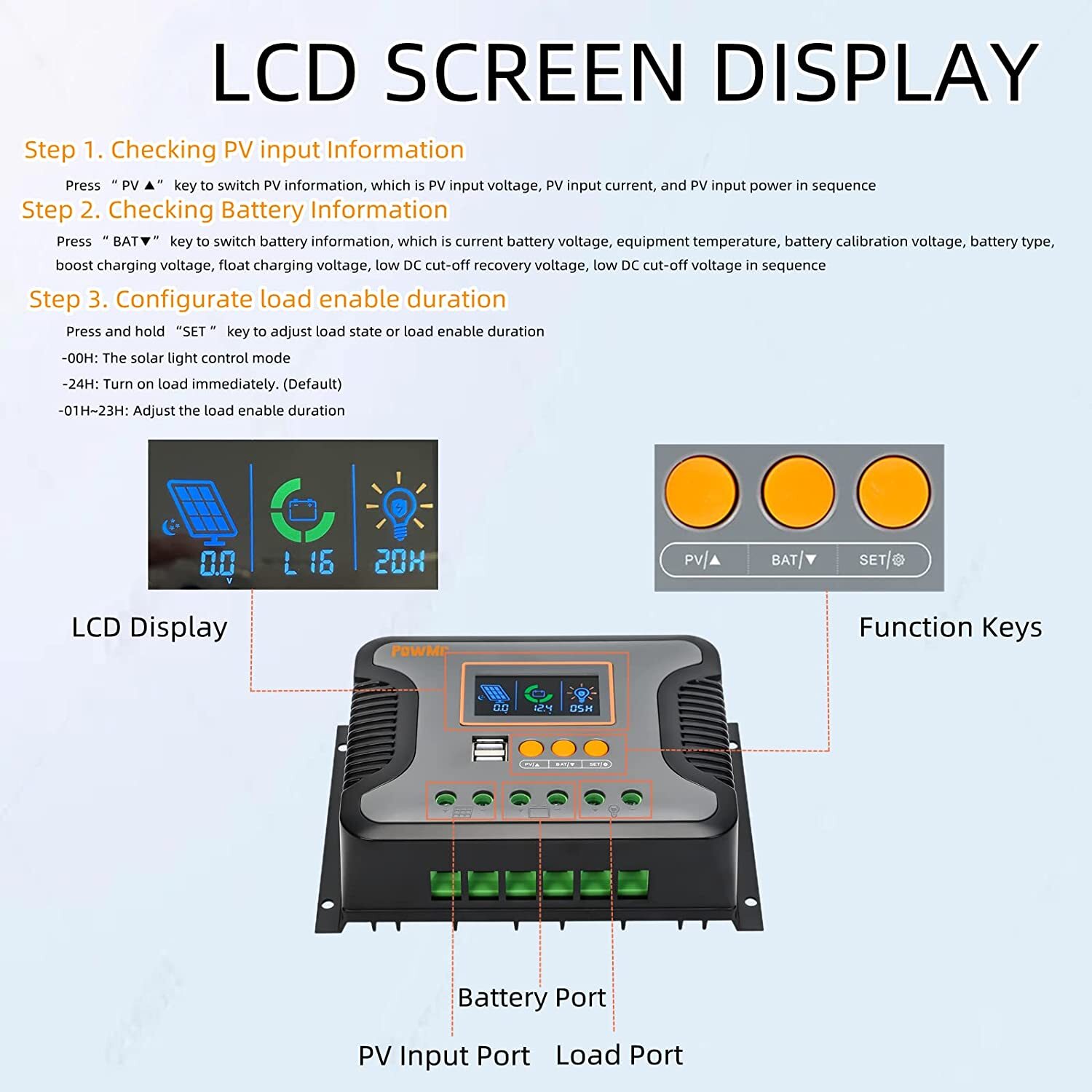 30A 60A 80A Solar Panel Charge Controller 12/24/36/48V LCD Display Regulator USB