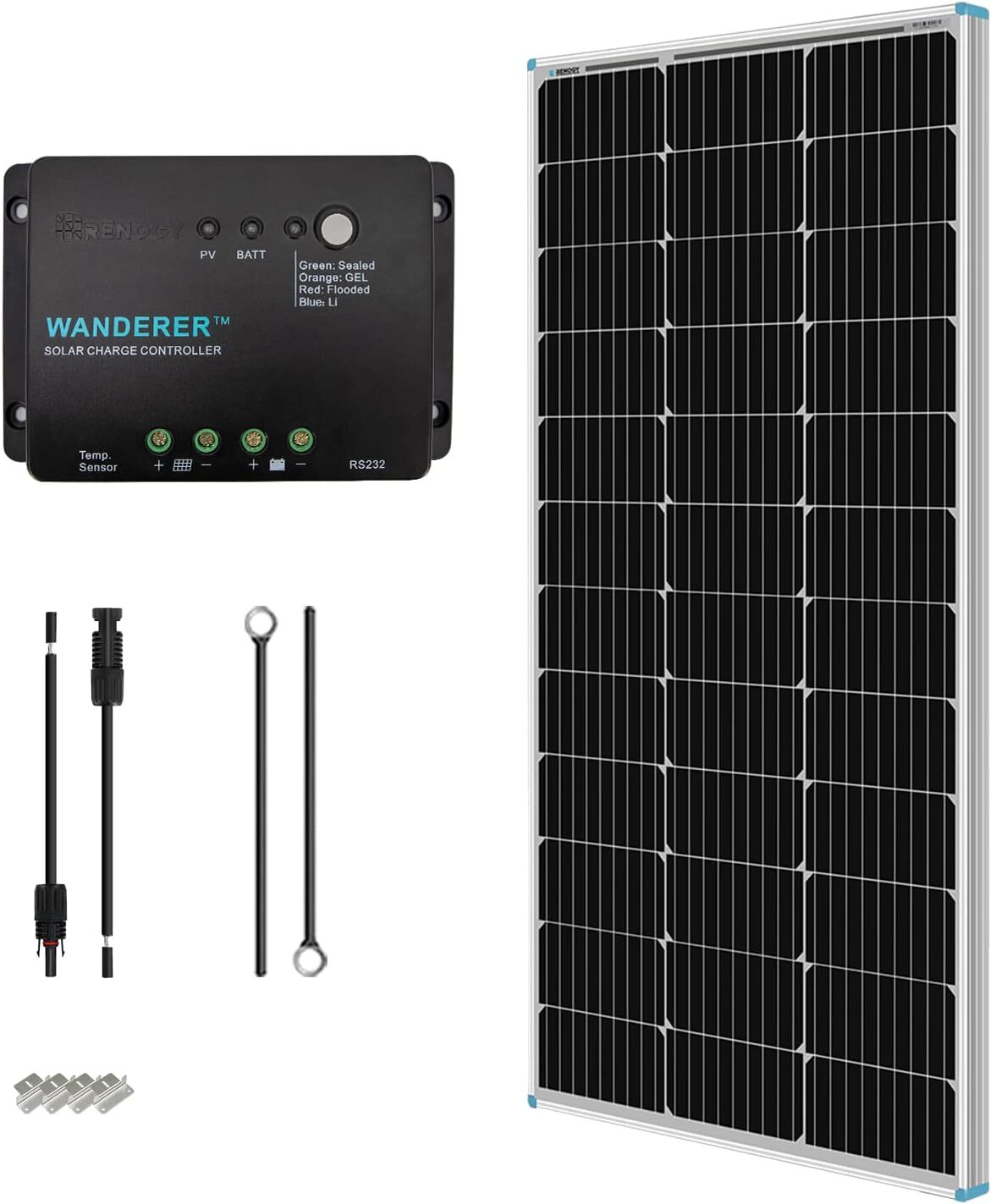 Renogy 100W 12V Mono Solar Panel Kit w/ 30A PWM Charge Controller Caravan RV
