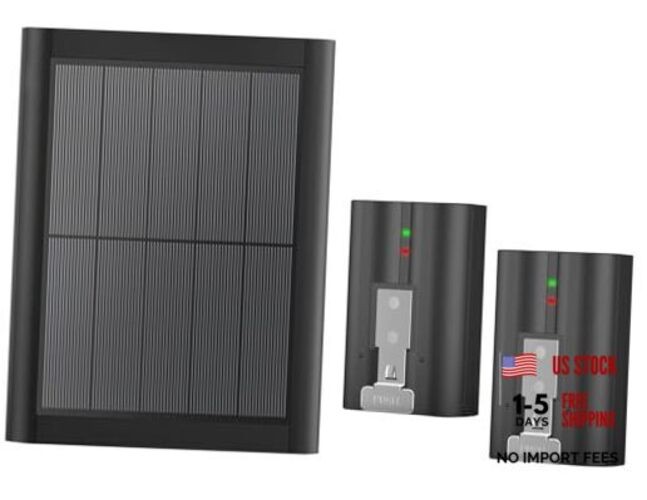 2-Pack 7200mAh Replacement Ring Battery with 5W Solar Panel Charger for Black