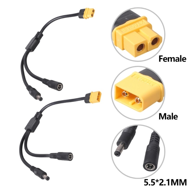 XT60 To 5.5×2.1mm Power Adapter Cable For FPV Goggles Solar Panel