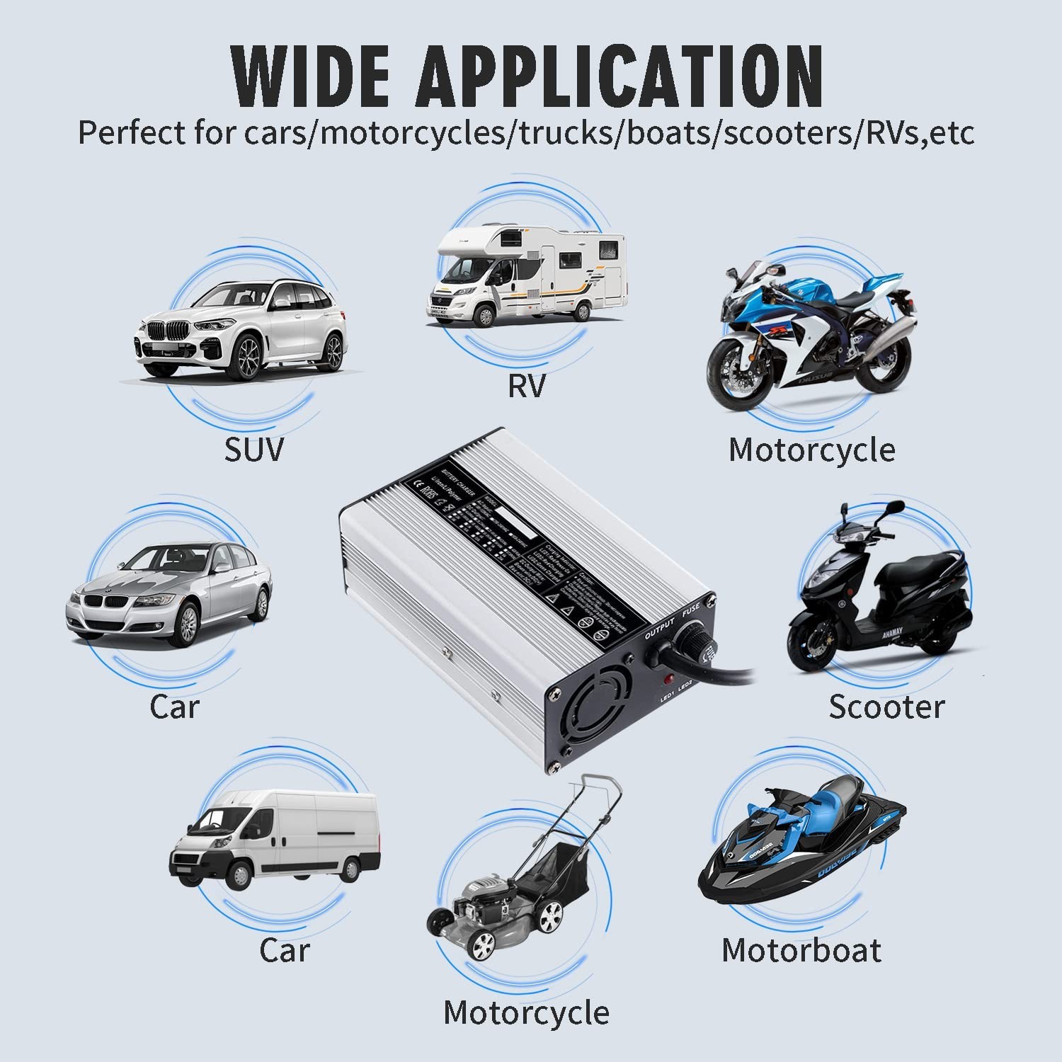 LiFePO4 Battery Charger 36V/43.8V 8A Lithium Iron Phosphate Battery Smart Cha…