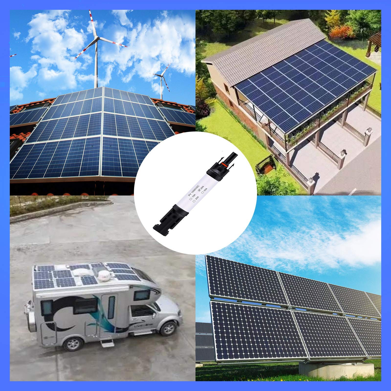20A Solar Fuse Holder Connector IP68 Waterproof 1000V in-line Fuse Holder 20A Ma