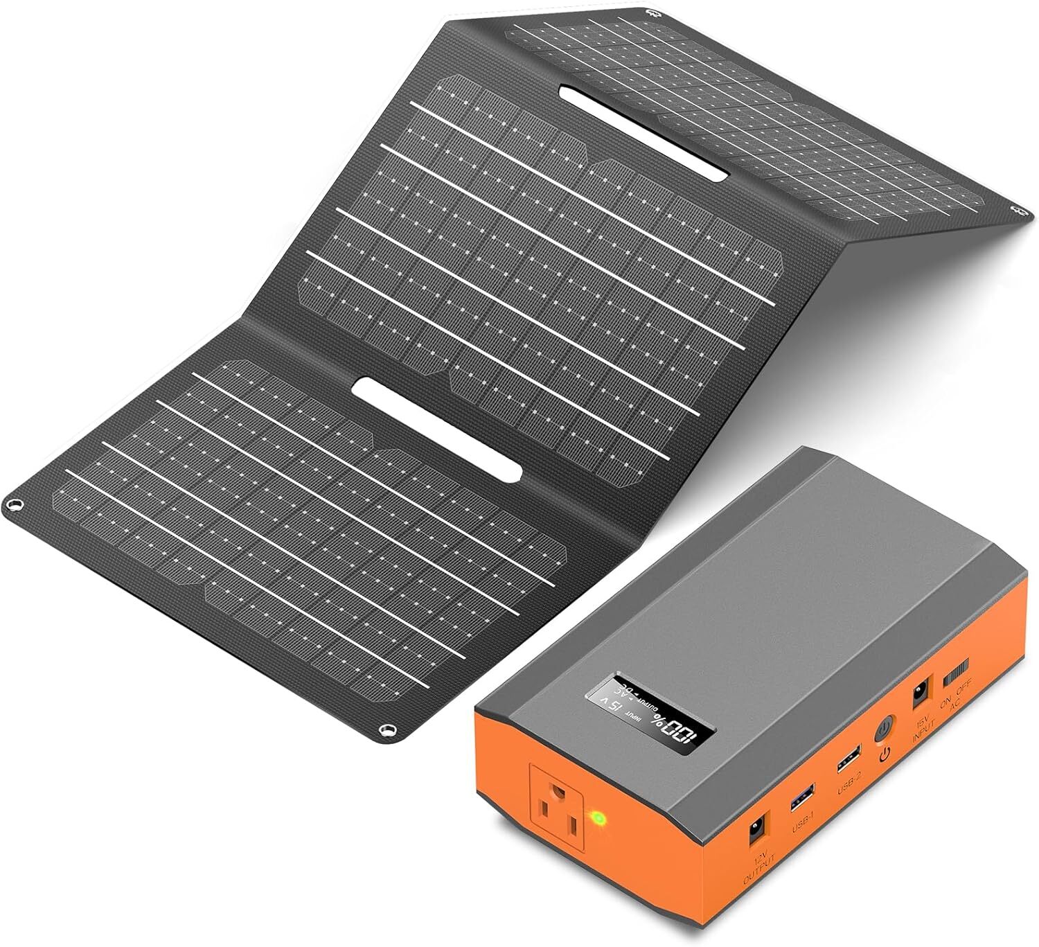 65W AC DC Portable Power Bank Fast Charger Mini Generator & 30W Solar Panel Kit